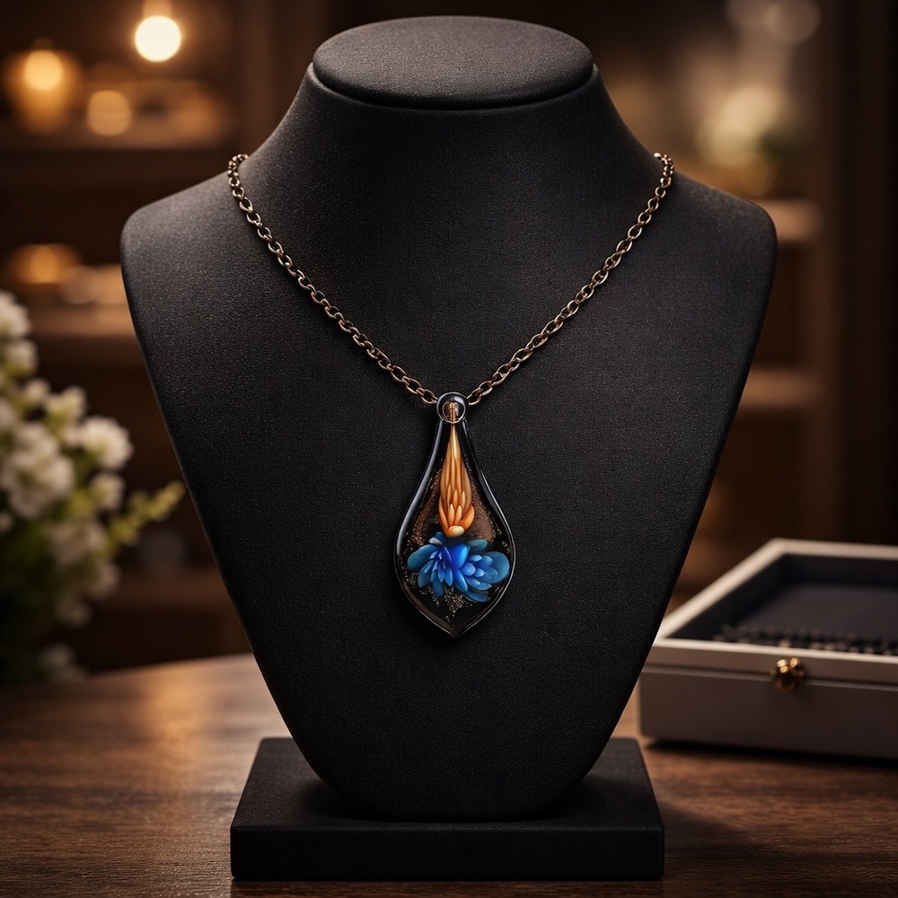 Elegant Glass 3D Pendant Necklace